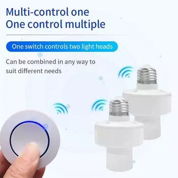 Smart E27 Bulb Holder Socket with 433mHz RF Remote Control AC 85-265V E27 E26 Lamp Base Wireless Light Switch for Home Garage