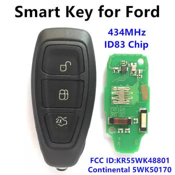 Смарт-ключ для Ford C-Max Kuga S-Max Galaxy, ключ от автомобиля Continental/434 МГц/ID83/5WK50170/FCCID :КР55ВК48801/HU101 1pc