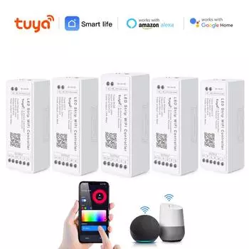 Smart Life DC12V-24V LED контроллер WiFi одноцветный CCT RGB RGBW RGBCCT светодиодная лента умный голосовой контроллер Bluetooth для Tuya Alexa Google