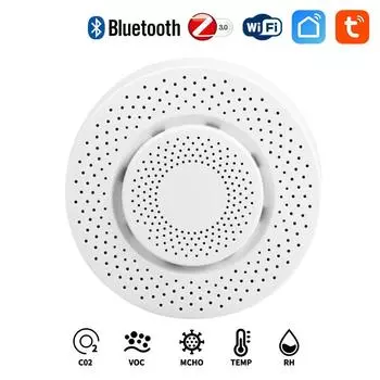 Smart Tuya Zigbee WIFI 5 в 1 Airbox Formaldehyde VOC CO2 Датчик температуры и влажности Управление через приложение Умный дом Сценарий Связь