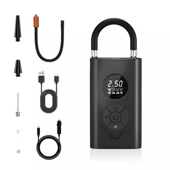 Smart Tyre Inflator | 150 PSI | Battery & 12V Car Port | 4000 mAh | Type C Port | Digital Display | 5 Air Fill Modes | Multi Nozzles | LED Light