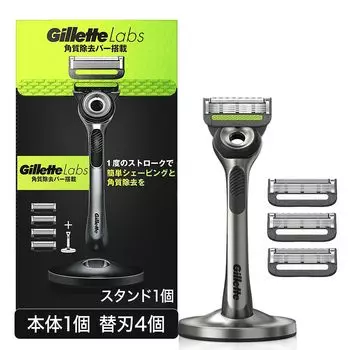 Сменная подставка для бритвы Gillette Razor 4 Close Lab Body, лезвия, в комплекте, бритва, мужская, бритье, чёрный