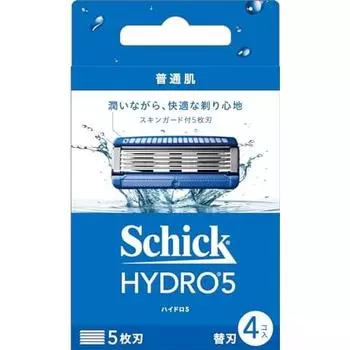 Сменные лезвия Hydro Schick Hydro 5 Basic (4 шт) с защитой кожи, 5 лезвий, синие, 4 шт. (х 1)