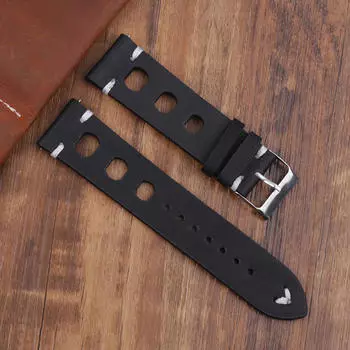 Сменные наручные часы с кожаным ремешком для часов и умных часов black 24mm