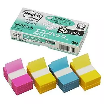 Сменный блок самоклеящихся заметок Post-it film, заголовок розовый желтый синий 44 x 25 мм 50 листов x 20 блокнотов 6801RN-K
