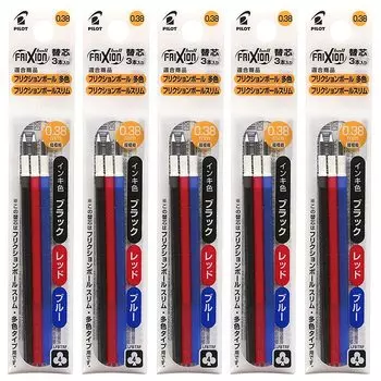 Сменный стержень Pilot type friction ball slim LFBTRF30UF3C x 5 3 цвета x 5 упаковок многоцветный 0,38 мм