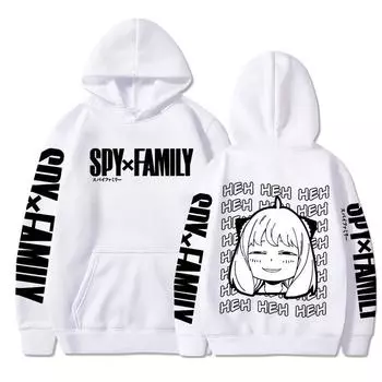 Смешной аниме Spy X Family Anya Forger Kawaii Графический принт с капюшоном для мужчин и женщин Эстетичные модные толстовки с капюшоном Толстовка Harajuku Пуловер XS белый