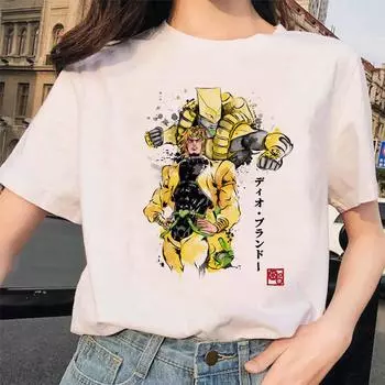 Смешные футболки JoJo Bizarre Adventure для мужчин и женщин, футболка с принтом японского аниме, повседневная футболка Jojo T S белый