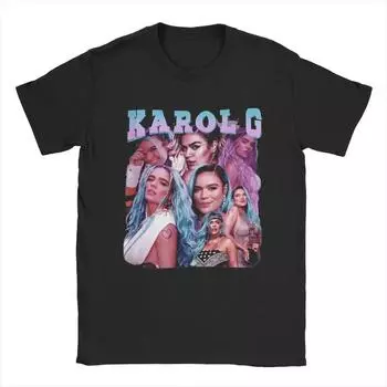 Смешные футболки Karol G для мужчин с круглым вырезом из чистого хлопка с коротким рукавом, подарочные топы S чёрный
