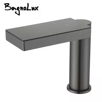 Смеситель Bagnolux Gun Grey для горячей и холодной воды, одно отверстие, для установки на бортике, латунный, с датчиком температуры, с дисплеем для раковины