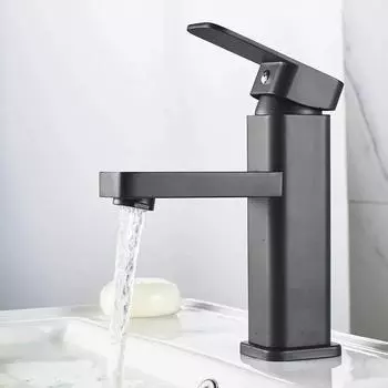 Смеситель для ванной комнаты, смеситель для горячей и холодной воды, смесители для раковины, монтируемые на бортике, черный квадратный смеситель для раковины и ванны чёрный