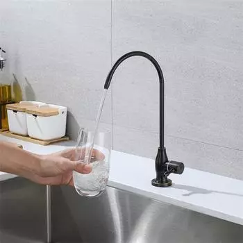 Смесители для кухни Прямой питьевой водопроводный кран Очиститель воды Кран для кухонной раковины Питьевая вода Антиосмотический кран из нержавеющей стали серебряный
