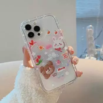 Smiely Love Rainbow Rabbit Cloud Tulip Flower Симпатичный чехол для телефона Iphone 13 12 Pro Max 14 Promax Plus 11 Противоударная задняя крышка For iphone 12promax