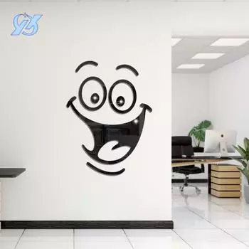 Smiley face mirror wall sticker three-dimensional acrylic self-adhesive decoration living room room bedroom creative layout
