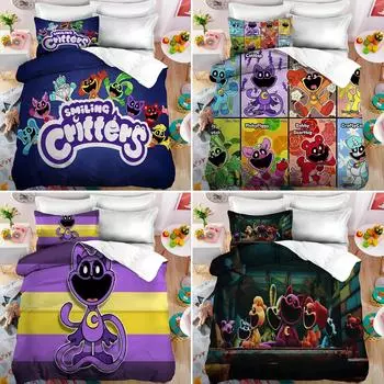 Smilings Critters Bedding Set Duvet Cover with Pillowcase Cartoon Figure Quilt Covering Bedroom Decoration 2pcs Bed Sets Gifts EU single(135x200cm)