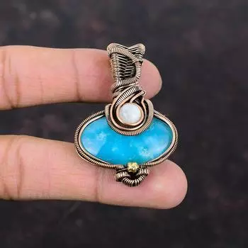 Подвеска из драгоценного камня Smithsonite, подвеска из медной проволоки, радужная бижутерия из лунного камня, подвеска ручной работы, обмотанная медной проволокой, подарок для женщин