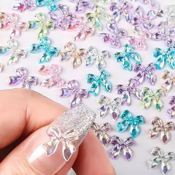 Смола для нейл-арта Aurora Bow Ice Transparent Ab Color Transparent Premium Nail Art Jewelry Wear Nail Diy Accessories Pack of 100