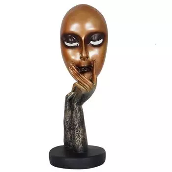 Смола Женское лицо Статуэтка, Средняя, 1 шт., Золотистая