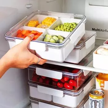 Snackbox Mit Fchern,Snackteller Mit Deckel,Snacktablett Organizer Fr Snacks, Sigkeiten, Nsse, Picknick белый