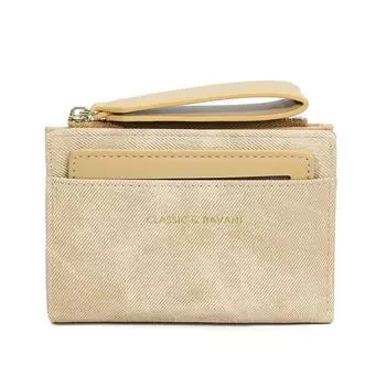Snap Button Women Short Wallet Multiple Card PU Card Bag Wrist Rope Pouch Folding Wallet School