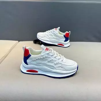 Кроссовки Летние однотонные без сетки из искусственной кожи на шнуровке Повседневные кроссовки Скидка на повседневные кроссовки 39
