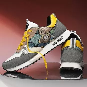 Sneakers Casual Mens Soft Sole Retro Running Shoes Fashion Microfiber Leather Fabric Upper Height Increased Flat Platform Shoes 39