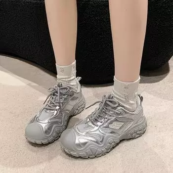 Sneakers for Women Round Toe Flat Sports Shoes Outdoor Solid Concise Mixed Colors Mesh Breathable Style Sneakers for Students 35 бежевый
