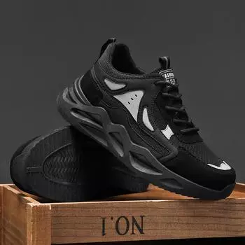 Sneakers Men Running Shoes Anti Slip Outdoor Sport Shoes Fashion Comfortable Breathable Mesh Thick Soled Lace Up Casual Shoes 39
