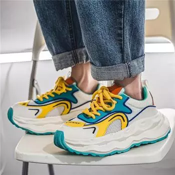 Sneakers men s spring and summer new mesh breathable casual running shoes heightened platform student dad shoes men s shoes 39