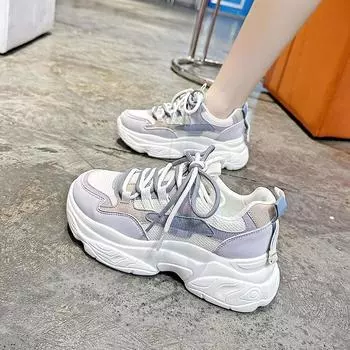 Sneakers women s 2024 new spring and autumn popular breathable casual versatile little white heightening thick-soled dad women s shoes 35