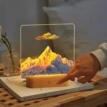 Снежная гора восхода солнца Meri Snow Mountain Night Light Настольное украшение Сопутствующая подарочная коробка Высококачественный подарок на день рождения