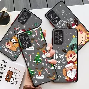 Снежный Рождественский матовый чехол для Samsung Galaxy A52 A12 A51 A32 A21s A71 A32 5G A12 A22 A53 A70 A50 A30 Жесткий чехол для телефона Samsung A73 5G