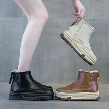 Snow Boots Thick Bottom Cotton Shoes 35 бежевый
