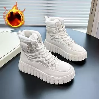 Snow Boots Women 2024 Winter New Shoes for Women Short Tube Warm Cotton Platform Boots Plush Thickened Women Boots Shoes 35 чёрный