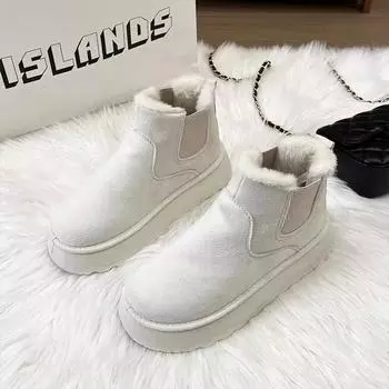 Snow boots women s short tube 2025 new winter velvet thickened bread shoes one pedal versatile non-slip warm cotton shoes 35