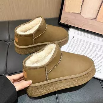 Snow Boots Women s Short Tube Thickened Cotton Shoes Non-slip Winter New Shoes Student Women s Shoes 2024 Black Boots 36 коричневый