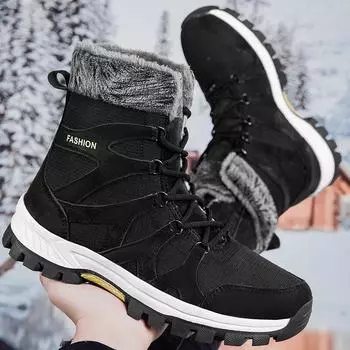 Snow Boots Women White Boots Non-slip Women Winter Shoes Fur Warm Ankle Boots for Women Outdoor Couple Warm Winter Shoes 36 чёрный