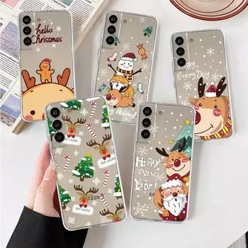 Snow Merry Christmas Clear Case For Samsung Galaxy S22 S20 FE S21 S10 S9 Plus Note 20 Ultra 10 Lite Soft Phone Shell Samsung S22 Ultra 5G