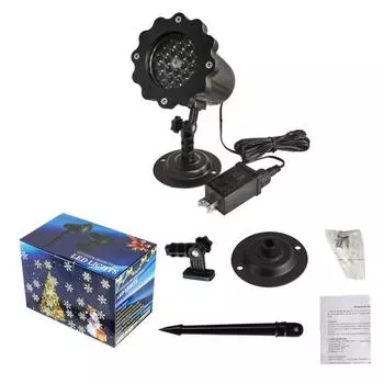 Snowflake Led Projector Light with Remote Control Outdoor Lawn Garden Christmas Stage Decoration Projection Pattern Blizzard Lamp US Plug