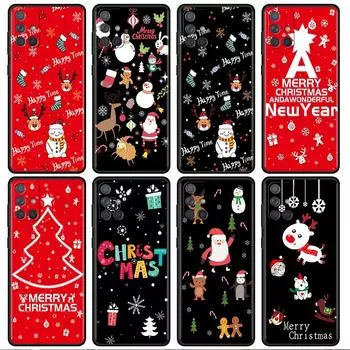 Snowman Christmas Cartoon Case For Samsung Galaxy A52 A12 A51 A53 A33 A71 A32 A31 A21 A01 A11 A22 Black TPU Phone Shell Samsung A03