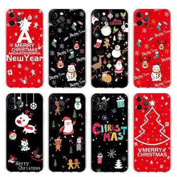 Snowman Christmas Cartoon Clear Case For Apple iPhone 13 11 14 12 Pro 7 8 Plus XR X XS Max 6 6S 13Pro Silicone Phone Cover iPhone 6 6S