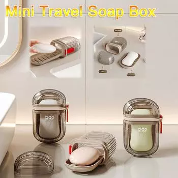 Soap Box Travel Portable Mini Soap Box Sealed Drain with Lid Soap Box Transparent Light Luxury High Grade