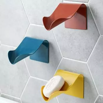 Soap Dish Bathroom Shower Soap Dish Shower Dish Soap Dish with Drain Rack Wall Mount Self-Adhesive Bathroom Accessories синий