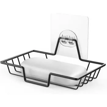Soap Dish Holder, 304 Rustproof Stainless Steel Soap Holder, Wall Mounted Soap Dish for Kitchen Sponge Holder, Bathroom, Black чёрный