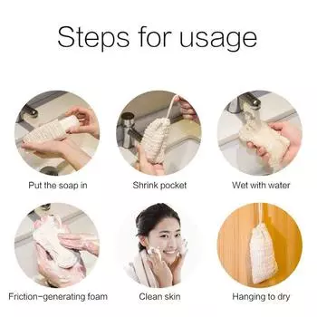Soap Foaming Net Soap Bag Bathing Anti-Slip Sleeve Body Cleaning Bubble Helper Mesh Bathroom Exfoliating Foam Cotton Net