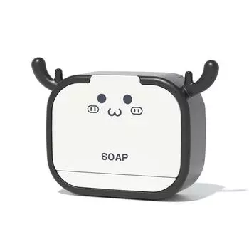 Soap Holder Abs Paste Wall-mounted Drain Punch-free Storage Rack Storage Disk For Bathroom Soap Container Box Creative Soap Dish серый
