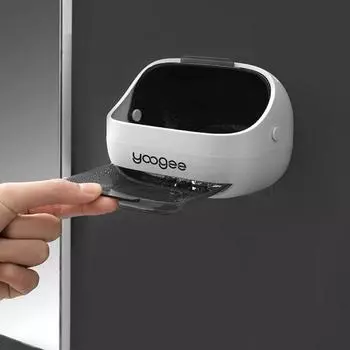 Soap Holder With Drain Rack Transparent Soap Case Punch-Free Space Capsule Soap Box For Bathroom серый