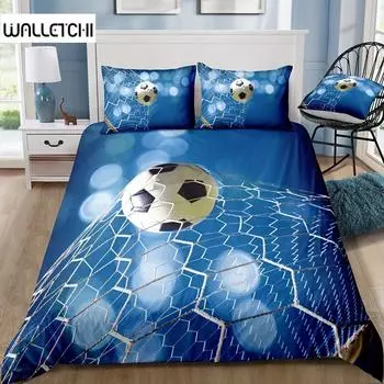 Soccer-Themed Duvet Cover Set Breathable Soft Polyester With Zip Closure - Includes 1 Duvet Cover 2 Pillowcases 135X200cm