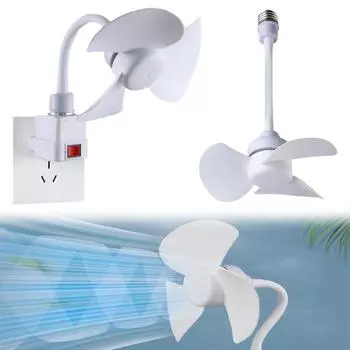 Socket Fan Light E27 Base/USB Indoor Ceiling Fan Light Hose Extender Light Bulb Fan with Socket for Bedroom Living Room