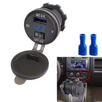 Socket Outlet Car Charger Car Electronics ABS Black On&Off Switch USB Fast Charging USB Socket For Car Motorcycle CHINA